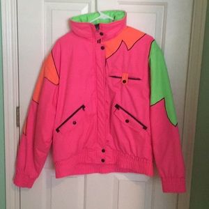 Nils retro colorblock neon ski jacket size 10/L